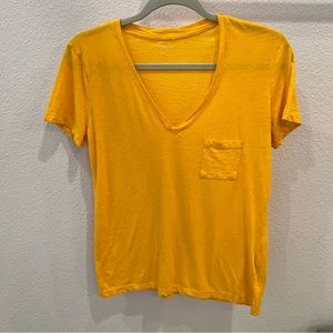 MADEWELL Yellow Short Sleeve V-Neck Shirt